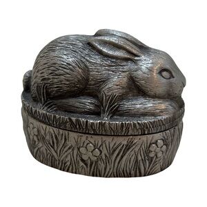 Silver Pewter Rabbit Trinket Box‎
